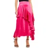 Endless Rose Waterfall Ruffle Satin Maxi Skirt In Fuchsia