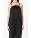 Endless Rose Corsage Flowy Crop Camisole In Black