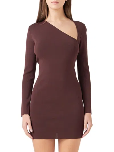 Endless Rose Women's Cut Out Long Sleeve Mini Dress In Brown