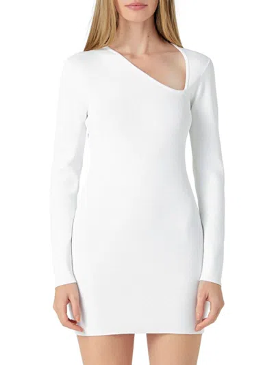 Endless Rose Women's Cut Out Long Sleeve Mini Dress In White