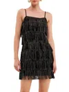 Endless Rose Beaded Fringe Minidress In Black