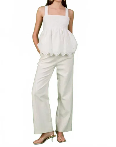 Endless Rose Women's Eyelet Scalloped Top In White