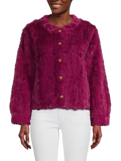 Endless Rose Women's Faux Fur Jacket In Berry