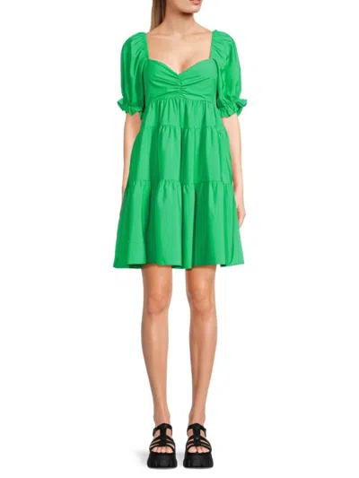 Endless Rose Women's Flared Puff Sleeve Mini Dress In Green