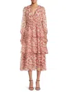 ENDLESS ROSE WOMEN'S FLORAL FLOUNCE TIERED MIDI DRESS