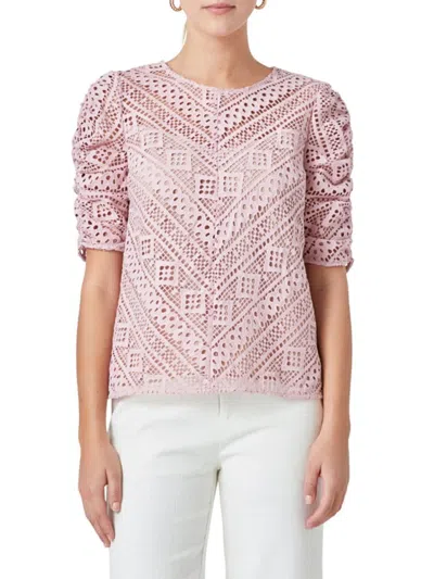 Endless Rose Women's Lace Stripe Top In Pink