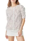 Endless Rose Chevron Stripe Lace Top In White