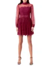 Endless Rose Women's Long Sleeve Lace Mini Dress In Maroon