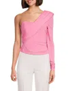 Shop Endless Rose Women's One Shoulder Knit Blouse In Pink
