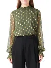 Endless Rose Women's Polka Dot Chiffon Blouse In Green
