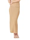 Endless Rose Women's Ribbed Slit Maxi Skirt In Camel
