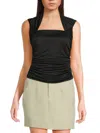 Endless Rose Ruched Square Neck Top In Black