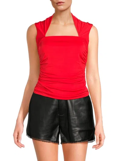 Endless Rose Ruched Square Neck Top In Red