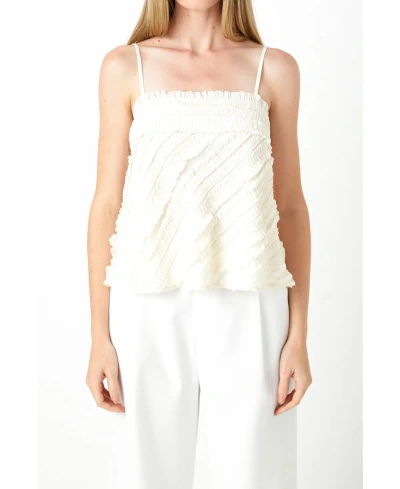 Endless Rose Women's Ruffled Sleeveless Top In Cream