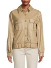 Endless Rose Women's Shank Faux Leather Trucker Jacket In Beige