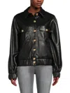 Endless Rose Women's Shank Faux Leather Trucker Jacket In Black