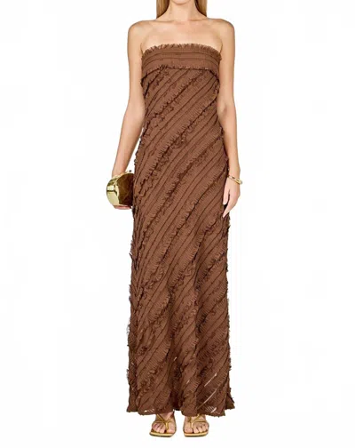 Endless Rose Strapless Textured Column Midi Dress In Brown