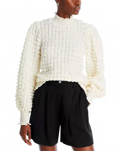 Endless Rose Women's Textured Mock Neck Top In Ivory In White