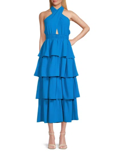 Endless Rose Women's Tiered Fit & Flare Midi Dress In Blue