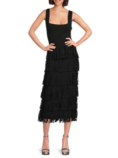 knee length dresses for ladies Blue Chambray Fringe Midi Dress - All Dresses