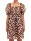 Endless Rose Womens Above Knee Smocked Fit & Flare Dress In Brown