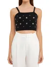 Shop Endless Rose Womens Beaded Tank Cropped In Black