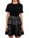 Endless Rose Womens Boucle Satin Mini Dress In Black