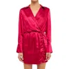 Endless Rose Long Sleeve Satin Minidress In Pink