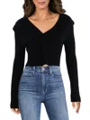 Endless Rose Crop Lettuce Edge Long Sleeve Top In Black