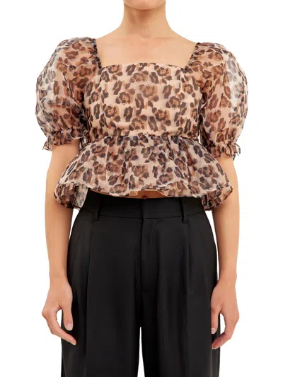 Endless Rose Womens Polyester Animal Print Shell In Multi