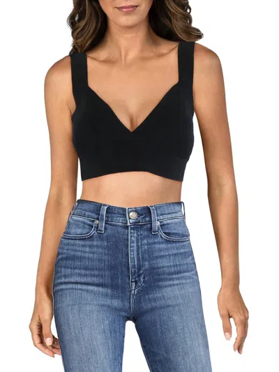 Endless Rose Womens Ribbed Back Tie Cropped In Black