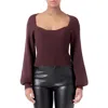 Endless Rose Knitted Balloon Sleeve Top In Gold