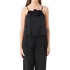 Endless Rose Corsage Flowy Crop Camisole In Black