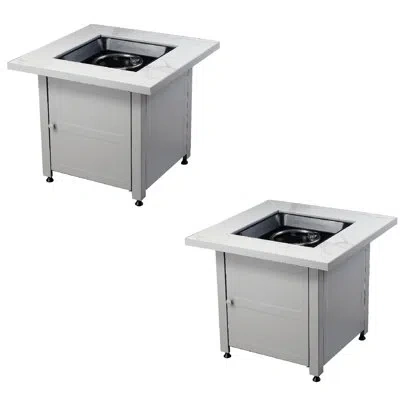 Endless Summer 30 Inch Gas Fire Pit Table With Cover, Black Glass (2 Pack) In Light Gray
