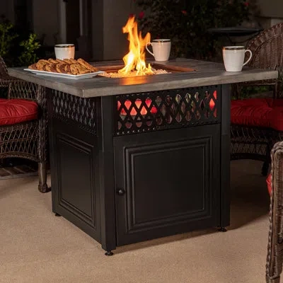 Endless Summer Dualheat By , The Dakota, 38" Square Lp Gas Outdoor Fire Pit/patio Heater In Grey Wood Grain