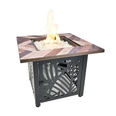 Endless Summer Endless 30 Inch Square Outdoor Fire Pit Table In Uv Printed