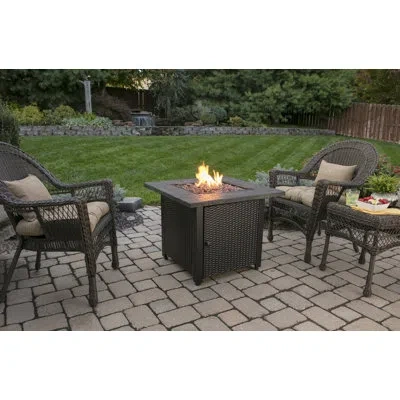 Endless Summer , Square Lp Gas Outdoor Fire Pit With Decorative Tile Mantel In Bronze
