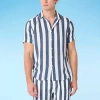 Endless Summer Striped Swim Shirt In Brown
