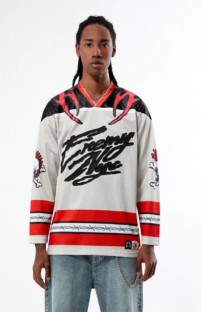 Enemy Nyc Men's Diluted Hockey Jersey In White/red In Multi