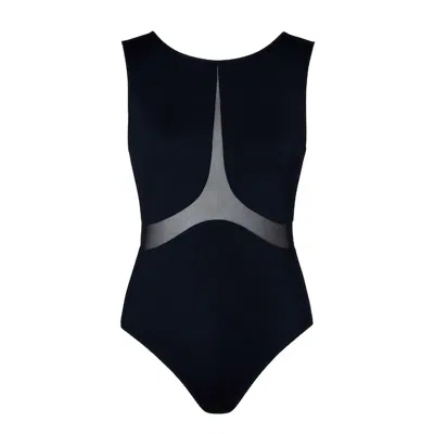 Energetiks Misha Black Tech Mesh Ladies High Neck Tank Leotard