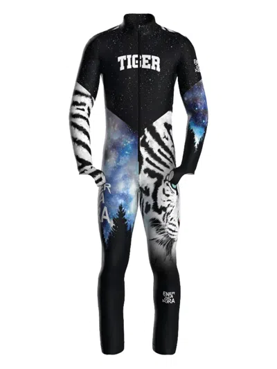 Energia Pura Tiger-motif Galaxy-print Racing Jumpsuit In Black