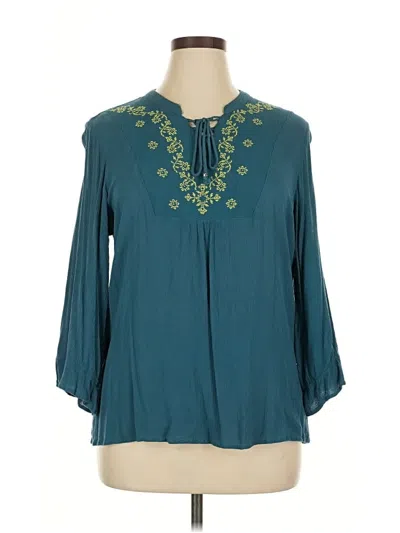 Pre-owned Energie 3/4 Sleeve Blouse In Teal