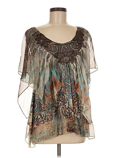 Pre-owned Energie Short Sleeve Blouse In Brown