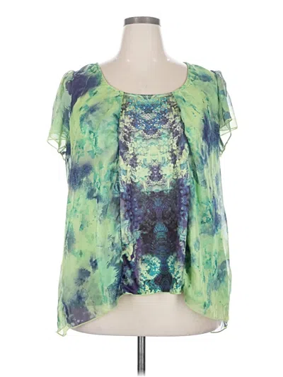 Pre-owned Energie Short Sleeve Blouse In Green
