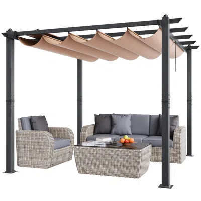 Enersans 10'x10' Outdoor Retractable Pergola With Canopy, Aluminum Pergola With Retractable Canopy, Modern Pe