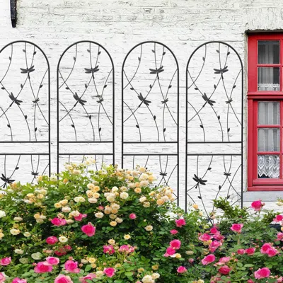 Enersans 4 Pack Metal Garden Trellis 71" X 19.7" Rustproof Trellis For Climbing Plants Outdoor Flower Support