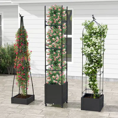Enersans Garden Obelisk Trellis With Self-drainage System For Climbing Plants