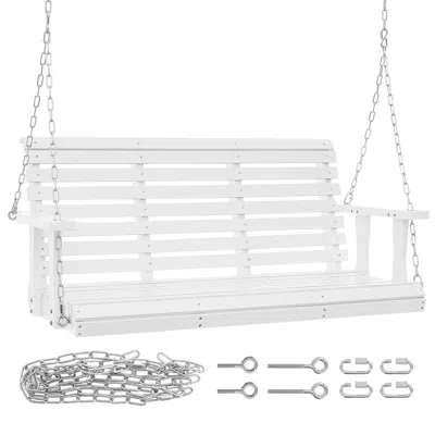 Enersans Wooden Porch Swing 4.5 Ft, Patio Bench Swing For Courtyard & Garden, Upgraded 880 Lbs Strong Load Ca
