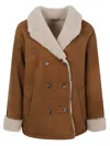 Enes Stylish Leather Jacket With Contrast Fur Lapels In Brown
