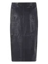 Enes Crocodile-effect Slit Skirt In Black